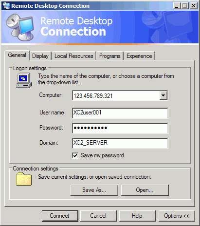 Remote Desktop Connection - Tab 1